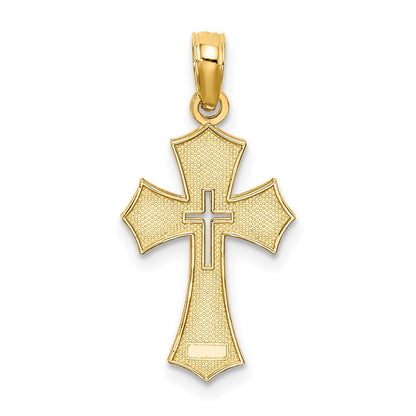 10K Gelbgold 10K Strukturiert Ausgeschnitten Mittig Kreuz Charm