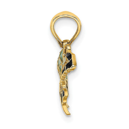 10K Gelbgold 10K Klein Aqua Emailliert Flügel Schmetterling Charm