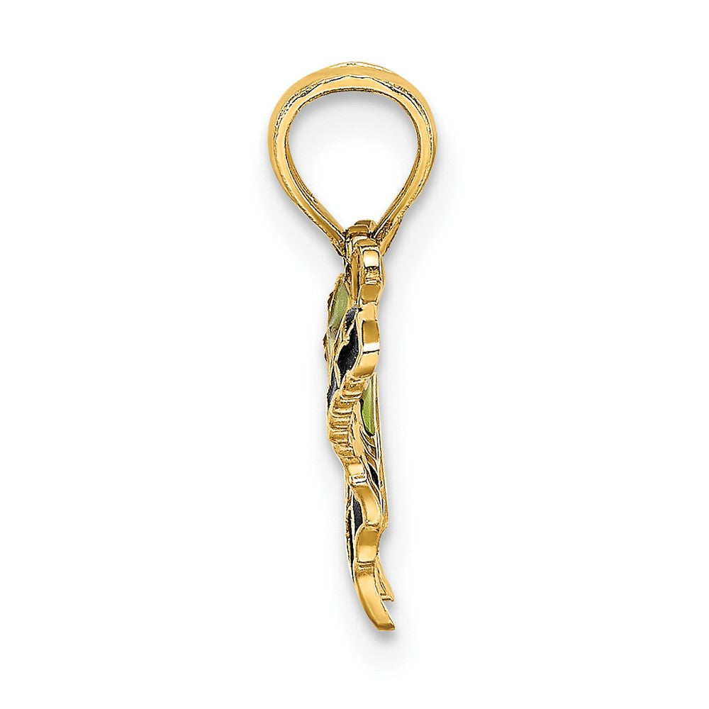 10K Gelbgold 10K Klein Grün Emailliert Schmetterling Charm