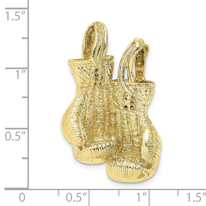 10K Gelbgold 10K 3-d Strukturiert Doppelt Boxing Gloves Charm