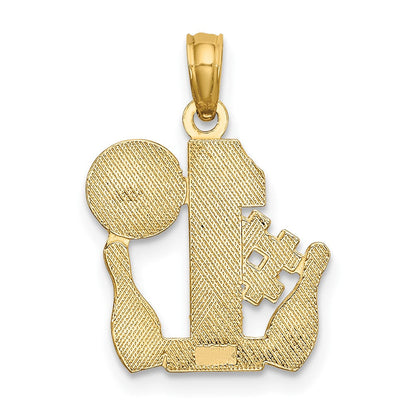 10K Gelbgold 10K #1 Bowling Kugel und Zwei Pins Charm