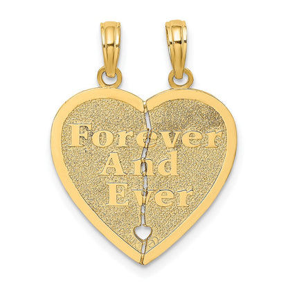 10K Gelbgold 10K für Immer und Ever 2 Stück Break-a-part Herz Charm