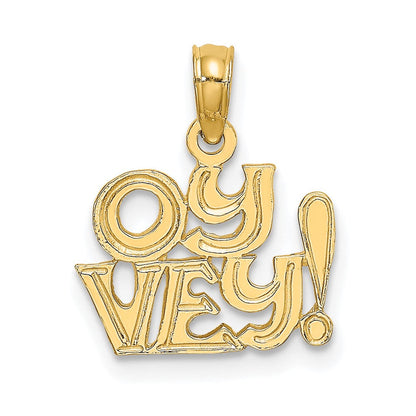 10K Gelbgold 10K Poliert und Graviert Oy Vey Charm