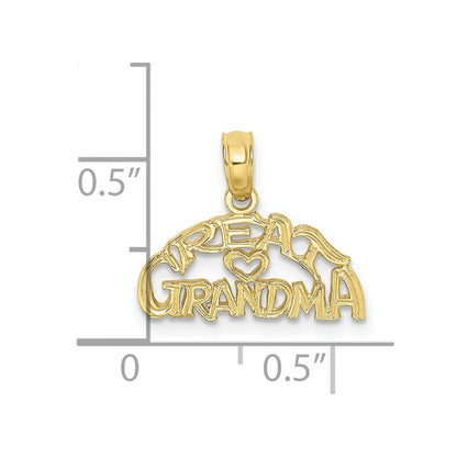 10K Gelbgold 10K Block und Graviert Great Oma Charm