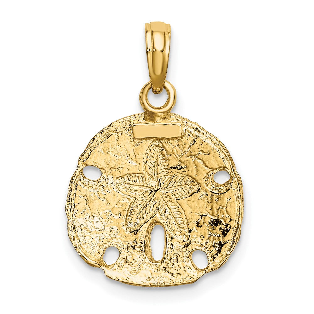 10K Gelb mit Rhodium 10K mit Rhodium Poliert Sand Dollar Charm