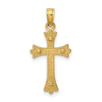 10K Bicolor Mittig Kreuz Charm