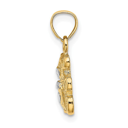 10K Gelb mit Rhodium Teddy Bär Charm