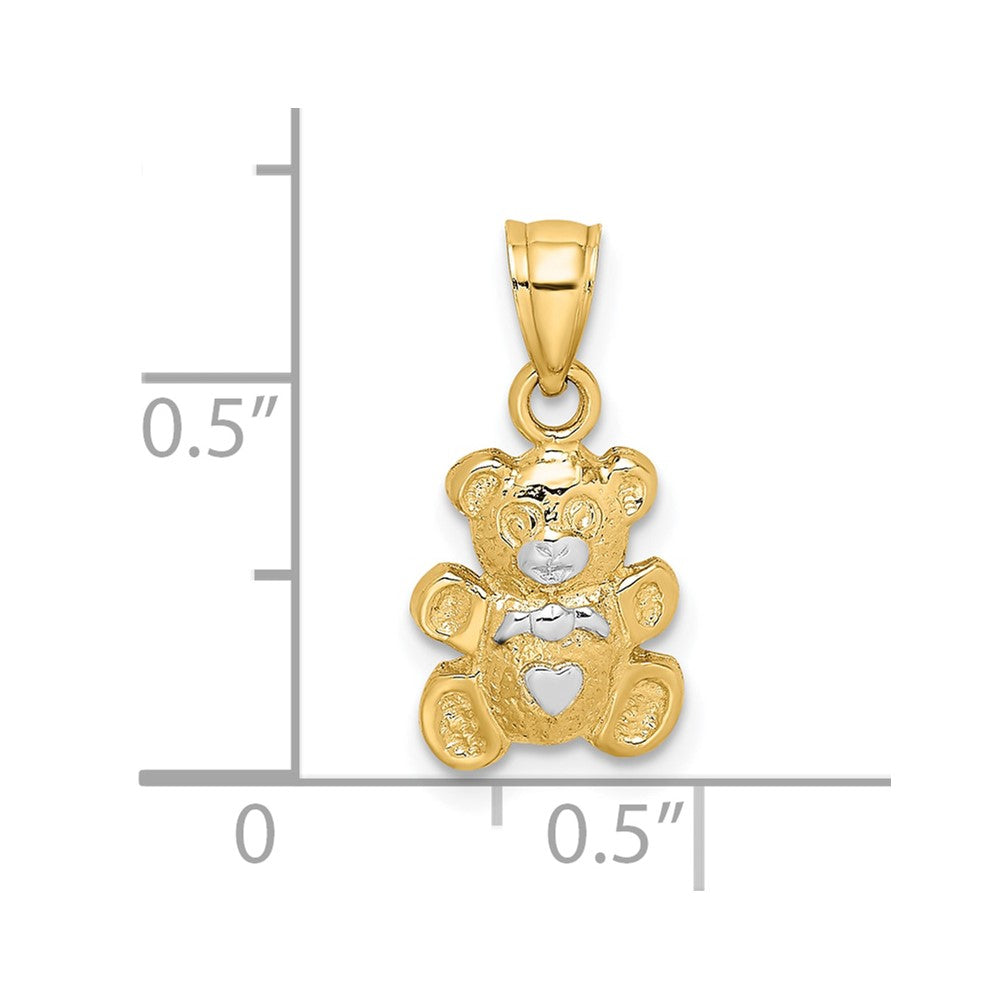 10K Gelb mit Rhodium Teddy Bär Charm