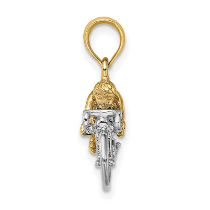 10K Gelb mit Rhodium 10K mit Rhodium 3-d Bicycle mit Rider Charm