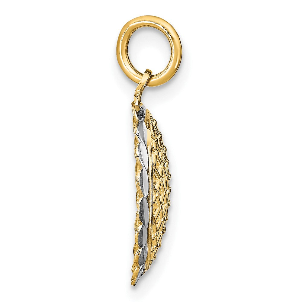10K Gelb mit Rhodium 10K Diamantiert Sonnenblume Anhänger Charm