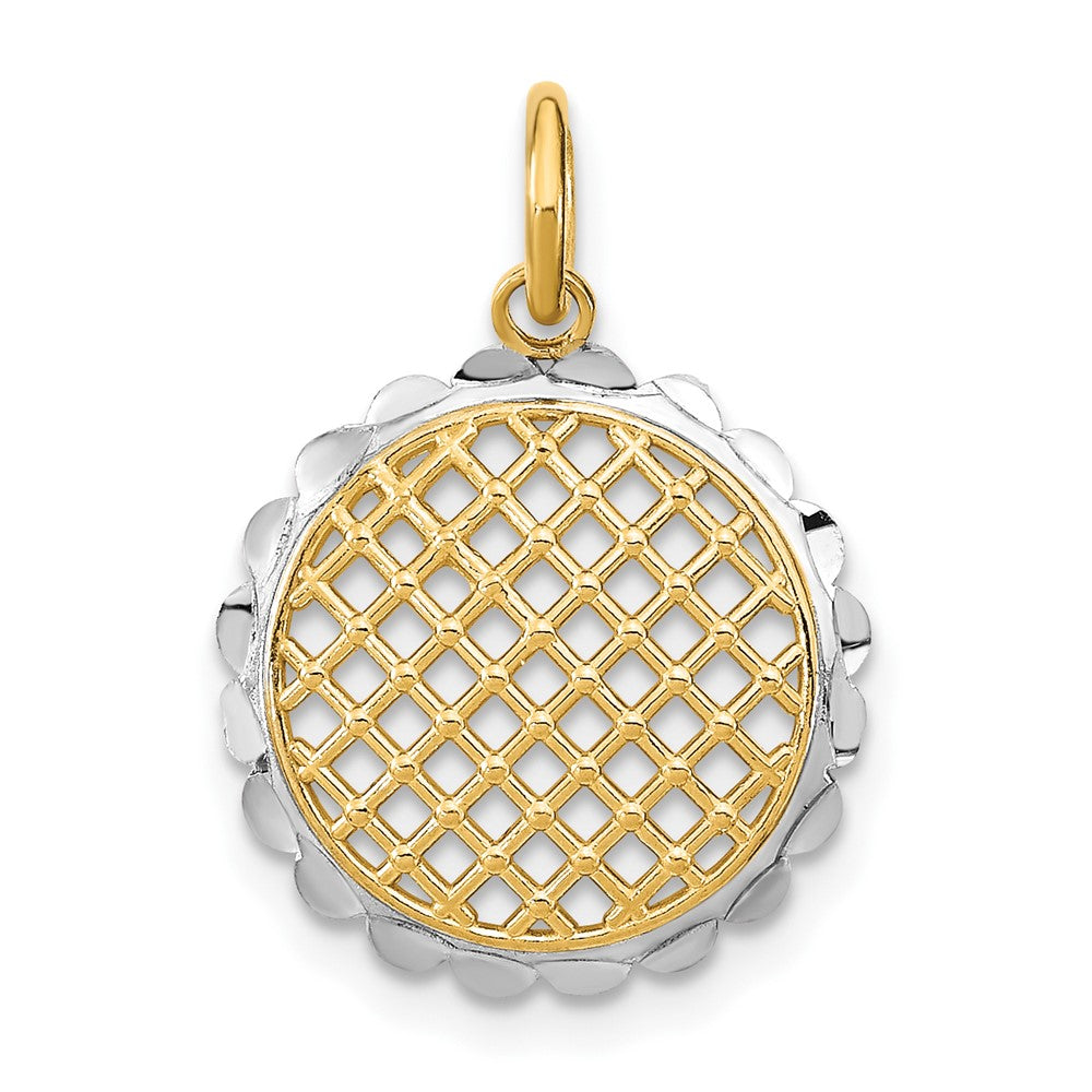 10K Gelb mit Rhodium 10K Diamantiert Sonnenblume Anhänger Charm