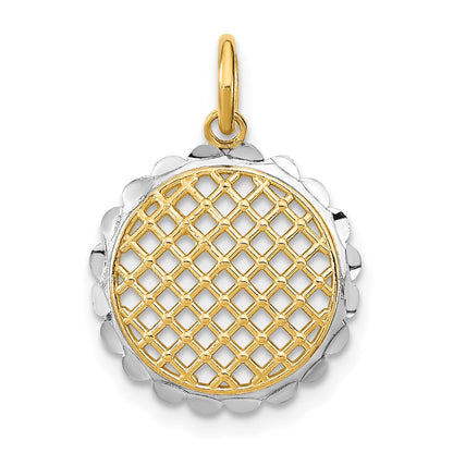 10K Gelb mit Rhodium 10K Diamantiert Sonnenblume Anhänger Charm