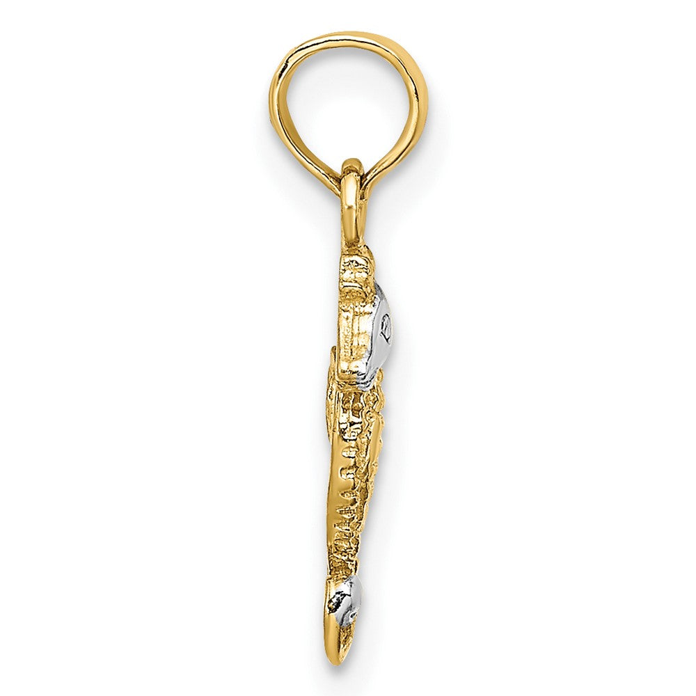 10K Gelb mit Rhodium 10K 2-d Seepferdchen Charm