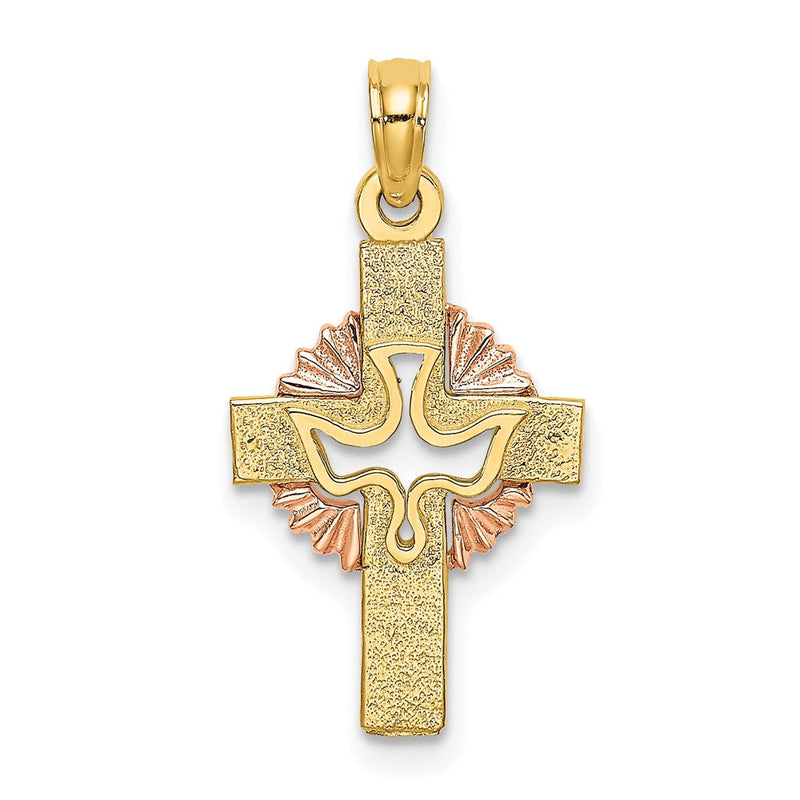 10K Bicolor 10K Bicolor Ausgeschnitten Taube auf Kreuz Charm