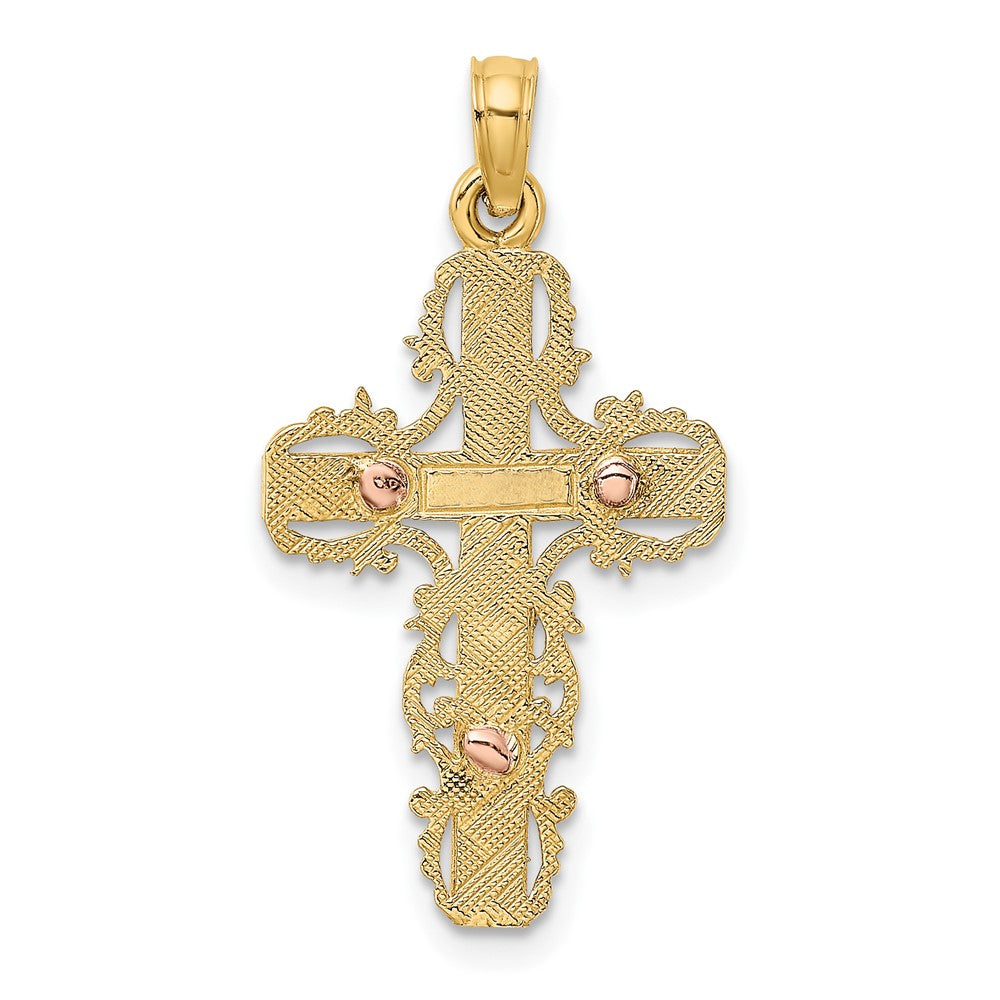 10K Bicolor 10K Bicolor mit Lace Zierde Kruzifix Charm