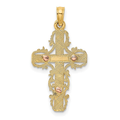 10K Bicolor 10K Bicolor mit Lace Zierde Kruzifix Charm