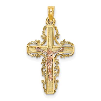 10K Bicolor 10K Bicolor mit Lace Zierde Kruzifix Charm