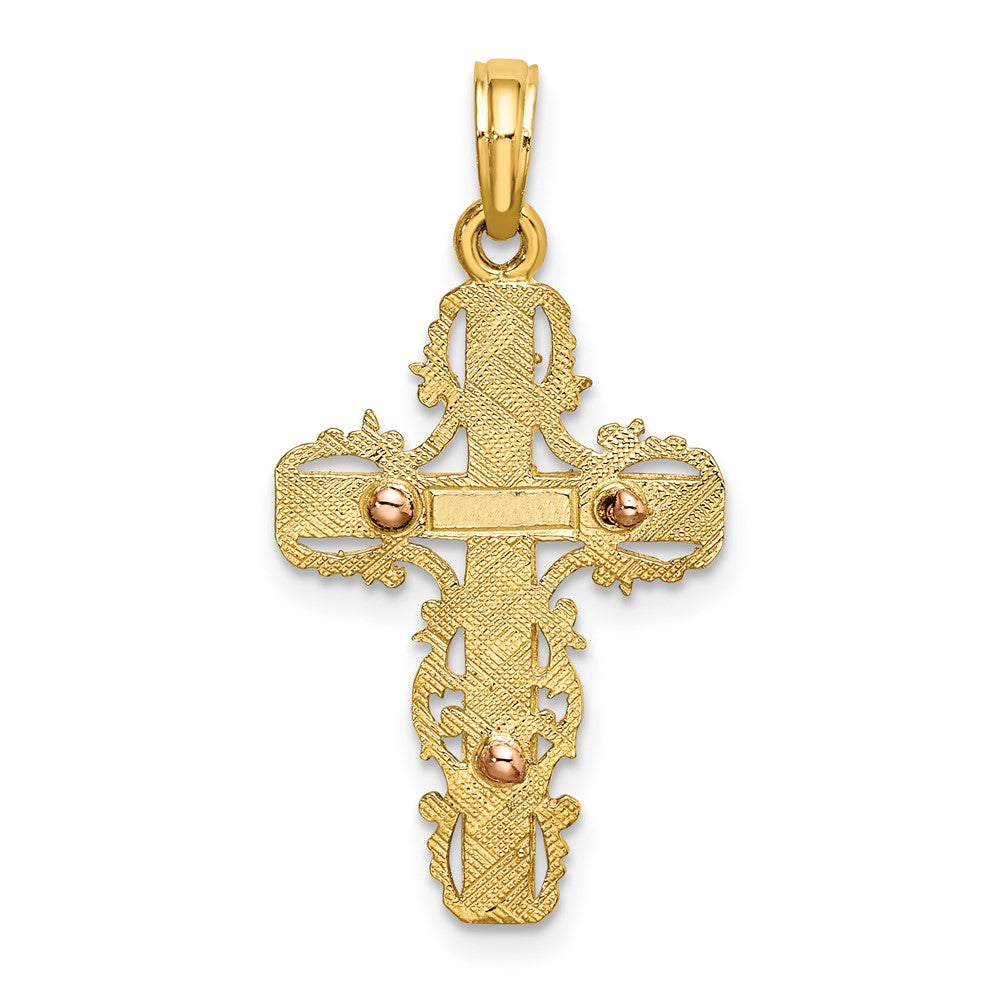 10K Bicolor 10K Bicolor mit Lace Zierde Kreuz Charm