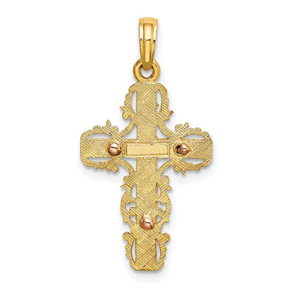 10K Bicolor 10K Bicolor mit Lace Zierde Kreuz Charm