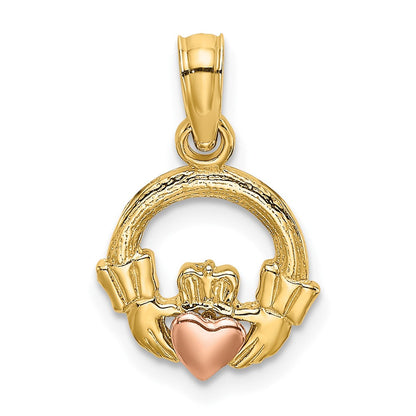 10K Bicolor Claddagh mit Herz Charm