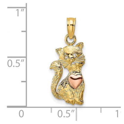 10K Bicolor Katze mit Herz Charm