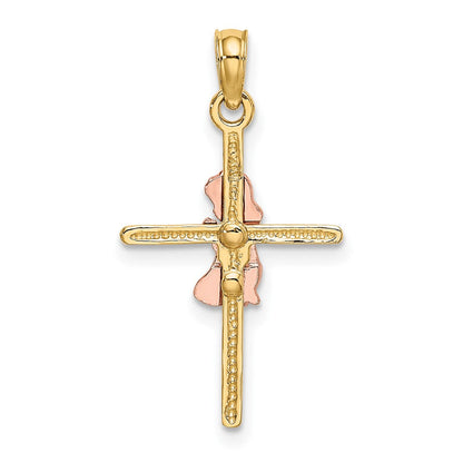 10K Bicolor 10K Bicolor 2-d Mädchen auf Kreuz Charm