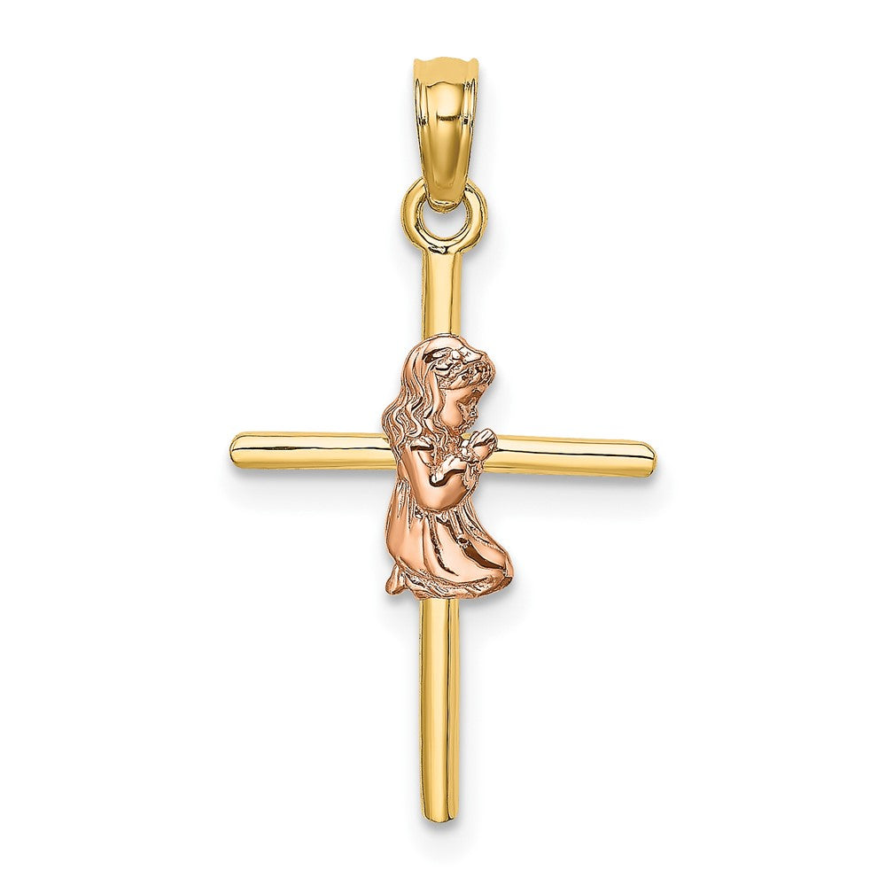 10K Bicolor 10K Bicolor 2-d Mädchen auf Kreuz Charm