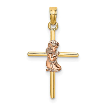 10K Bicolor 10K Bicolor 2-d Mädchen auf Kreuz Charm