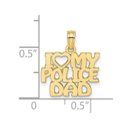 10K Gelbgold I Herz My Police Dad Charm