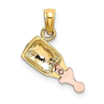 10K Bicolor Baby Bottle Charm