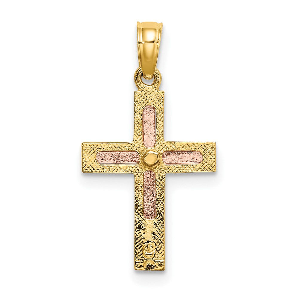 10K Bicolor Poliert Kreuz Charm