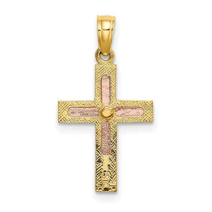 10K Bicolor Poliert Kreuz Charm