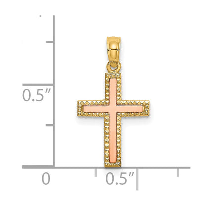 10K Bicolor Poliert Kreuz Charm
