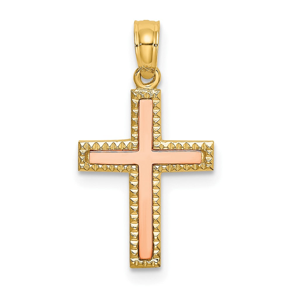 10K Bicolor Poliert Kreuz Charm
