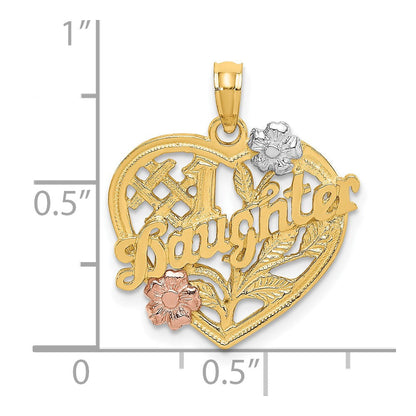 10K Bicolor mit Weiß Rhodium #1 Tochter Herz Charm