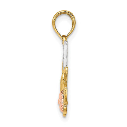 10K Bicolor mit Weiß Rhodium #1 Mama mit Blume Charm