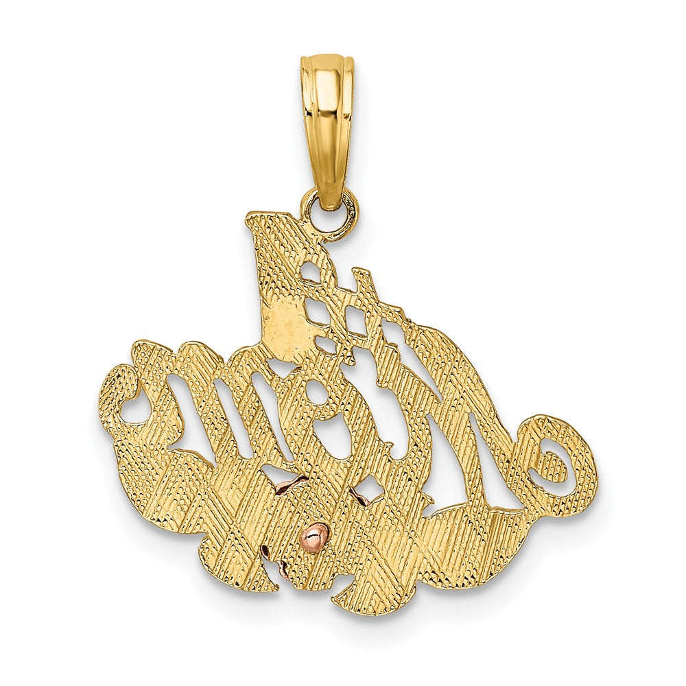 10K Bicolor mit Weiß Rhodium #1 Mama mit Blume Charm