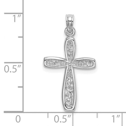 10K Weißgold 10K Filigran Kreuz Charm