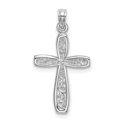 10K Weißgold 10K Filigran Kreuz Charm