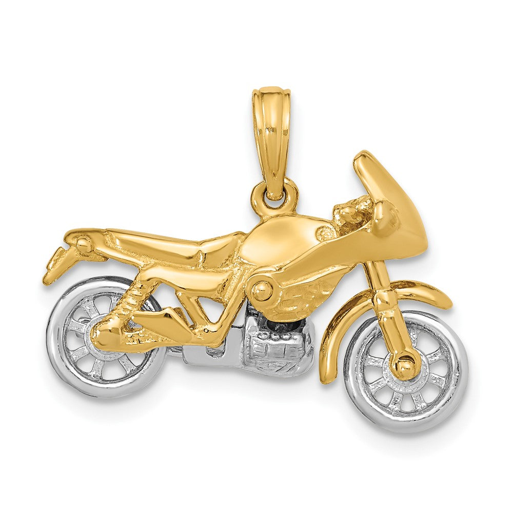 10K Bicolor 3-d Beweglich Motorcycle Charm