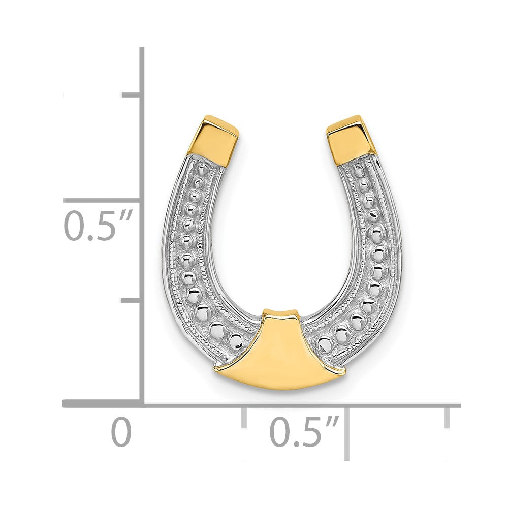 10K Gelb mit Rhodium mit Rhodium Hufeisen Charm