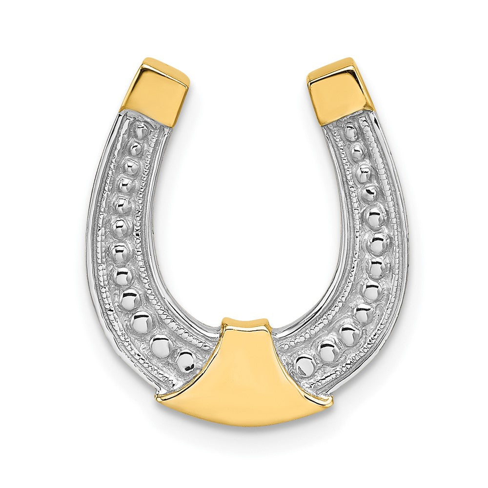 10K Gelb mit Rhodium mit Rhodium Hufeisen Charm