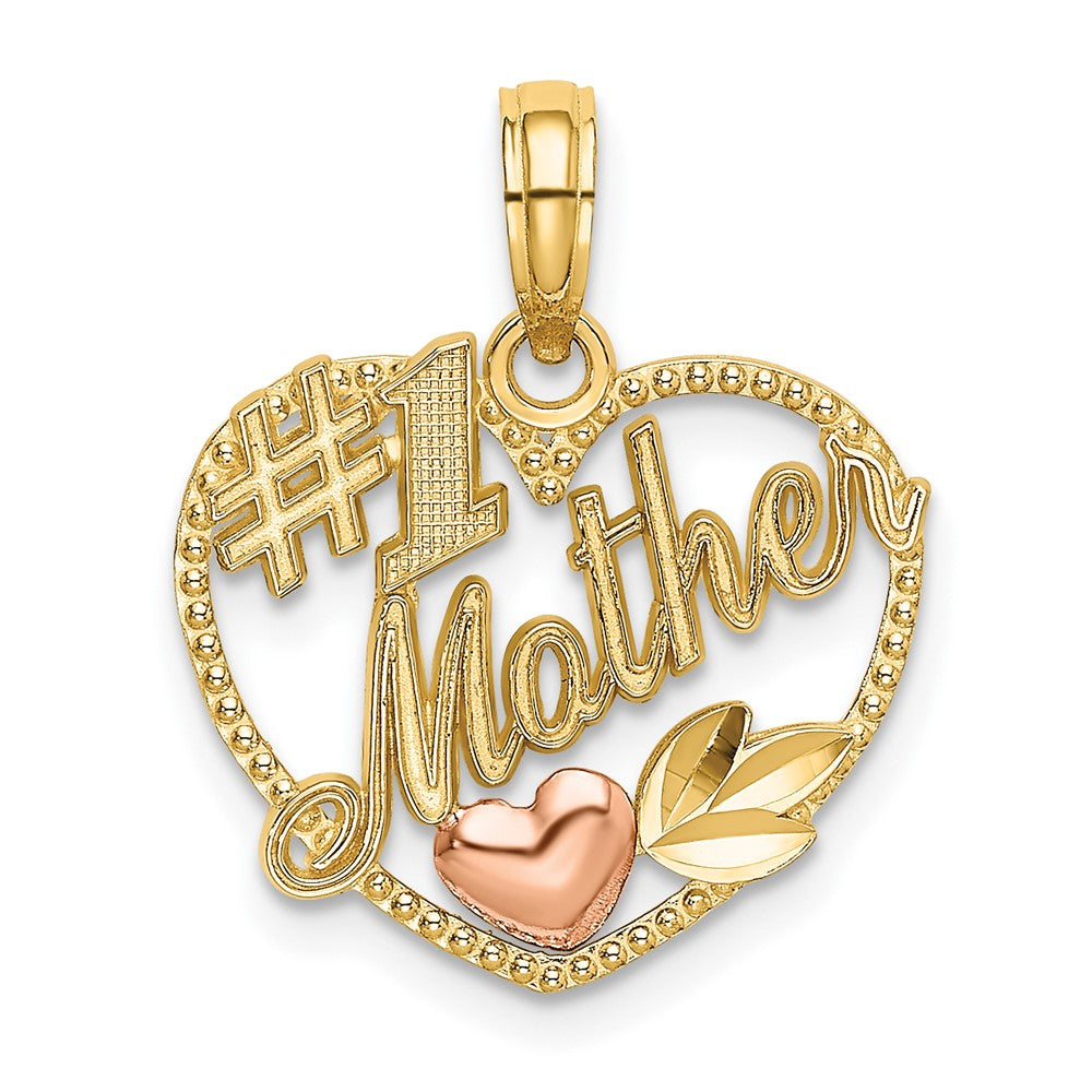 10K Bicolor Herz mit #1 Mutter Charm