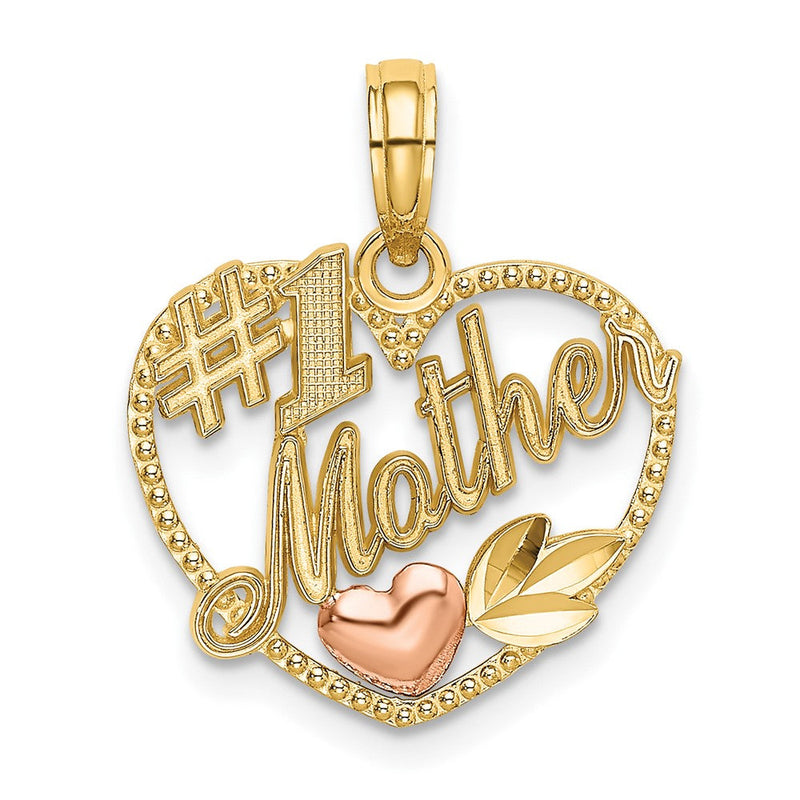 10K Bicolor Herz mit #1 Mutter Charm