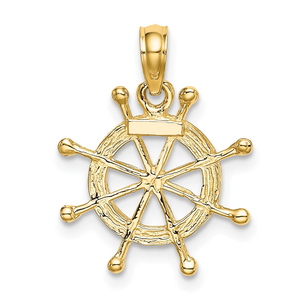 10K Gelb mit Rhodium 10K mit Rhodium Ships Rad Anhänger