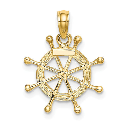 10K Gelb mit Rhodium 10K mit Rhodium Ships Rad Anhänger