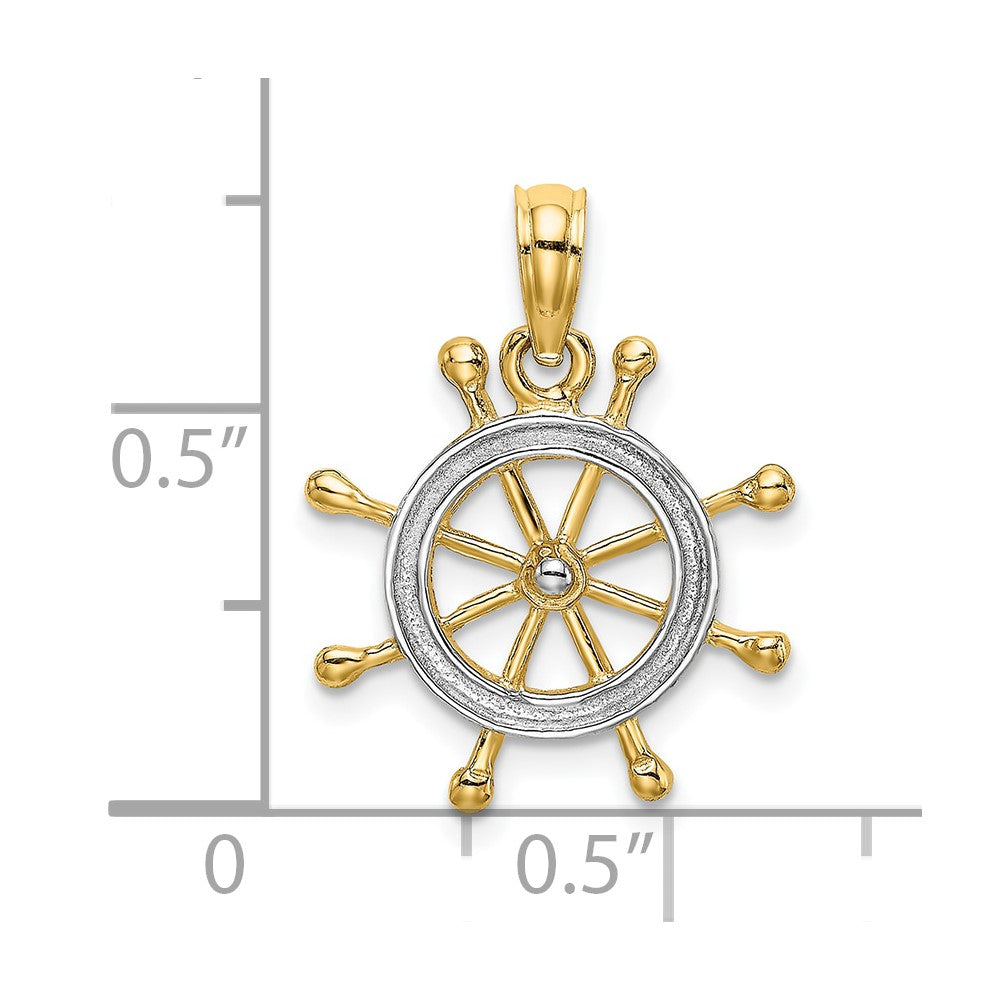 10K Gelb mit Rhodium 10K mit Rhodium Ships Rad Anhänger