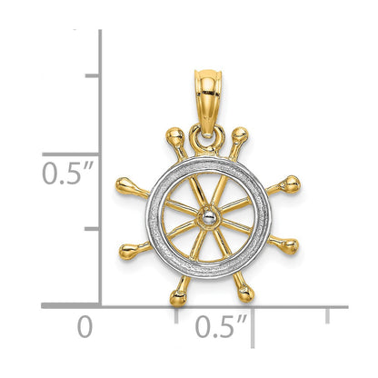 10K Gelb mit Rhodium 10K mit Rhodium Ships Rad Anhänger