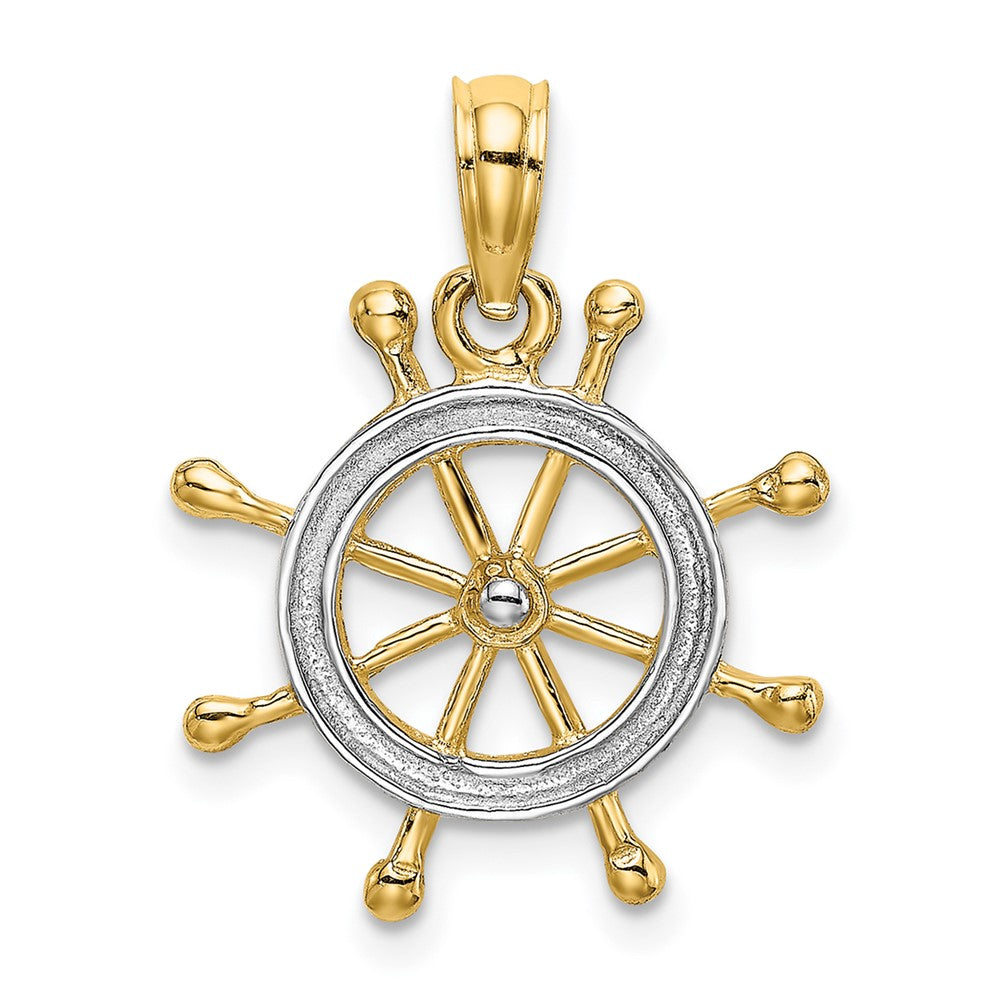 10K Gelb mit Rhodium 10K mit Rhodium Ships Rad Anhänger