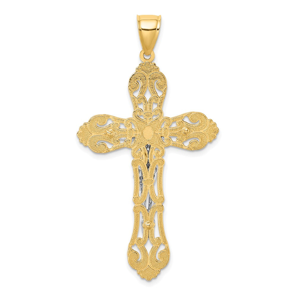 10K Gelb mit Rhodium 10K mit Rhodium Kruzifix Charm